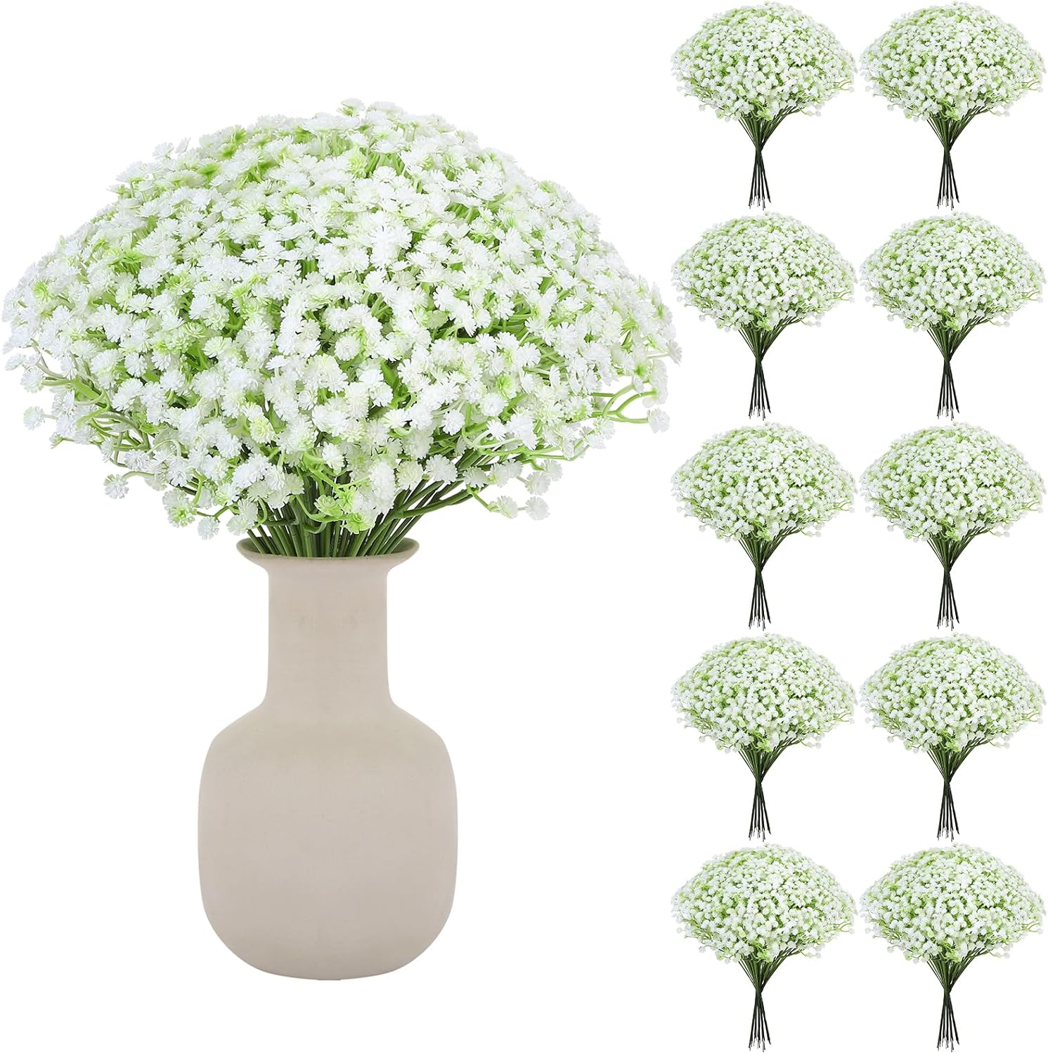 240 Pcs Baby Breath Artificial Flowers Bulk, Fake White Baby Breath Flowers for Wedding Bouquet Home Party Decor, 11.8 Inch