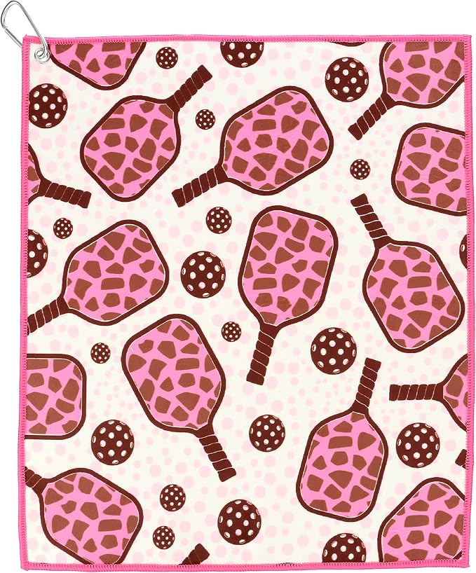 Small printed pickleball court towels in patterned prints