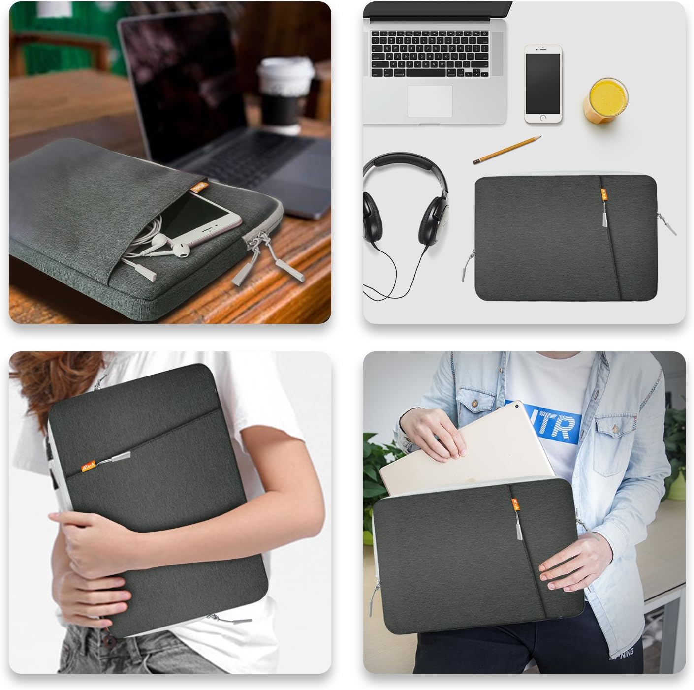 JETech Laptop Sleeve Compatible for 15.4-Inch Notebook Tablet iPad Tab, Compatible with 16" MacBook Pro, Waterproof Shock Resistant Bag Case with Accessory Pocket, Grey : Electronics