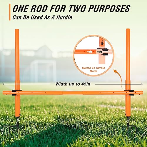 Miniatura 3 de Hikeen Bastones de fútbol de longitud ajustable, obstáculos de entrenamiento de agilidad y obstáculo de fútbol para adolescentes, entrenamiento de