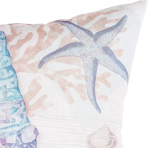 Miniatura 2 de C&F Home Cojín de 18 x 18 pulgadas, conchas azules de conchas marinas, para interiores y exteriores, diseño de estrella de mar náutica, para todas