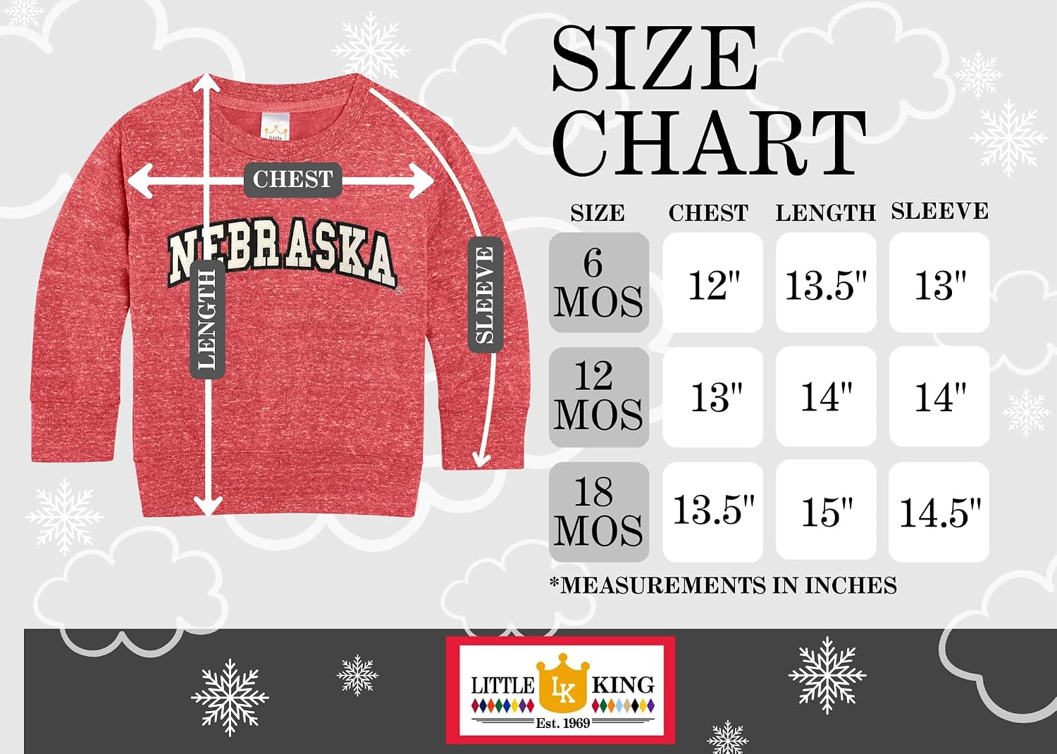 Little King NCAA Infant Boys and Girls Crewneck Knobby Sweatshirt with Tackle Twill Letters-Team Colors 6M 12M 18M