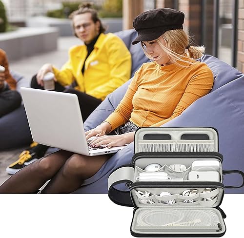 Miniatura 9 de Organizador de artículos electrónicos, bolsa para cables, funda de almacenamiento de cables esenciales de viaje, bolsa de accesorios técnicos para