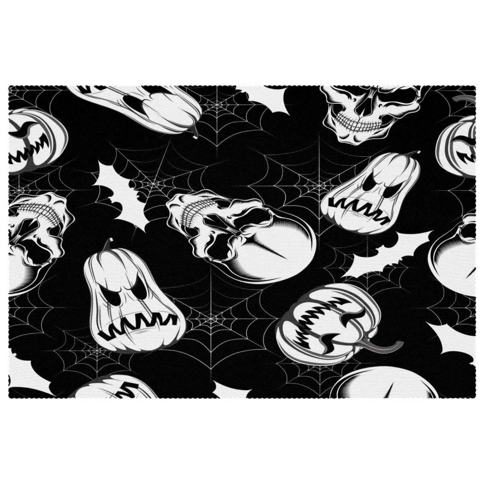 Set de table motif tête de mort citrouille protection table salle à manger lot de 6