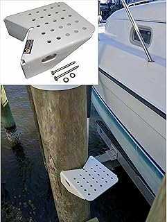 Boat Dock Step, Single-Step Boarding Platform, Aluminum with Powder Coat Finish, Post Mount