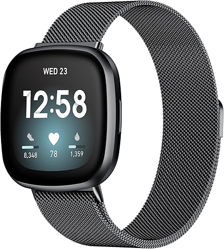 ZWGKKYGYH Compatible con Correas Fitbit Sense Versa 4 Sense 2 y Versa 3 para Hombres Mujeres, Correa de Reemplazo de Malla Metálica Transpirable de