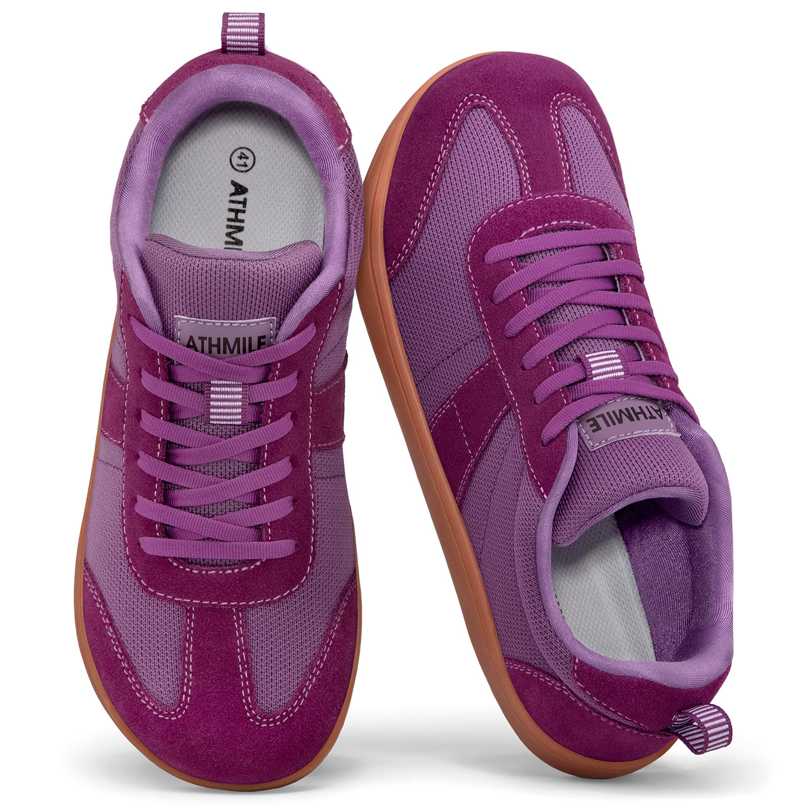 Photo 1 of ATHMILE Barefoot Shoes Women Men Wide Toe Box Zero Drop Minimalist Fashion Sneakers for Walking Gym Hiking Trail Running Retro Casual Breathable Knit Lightweight Flexible Non Slip Purple