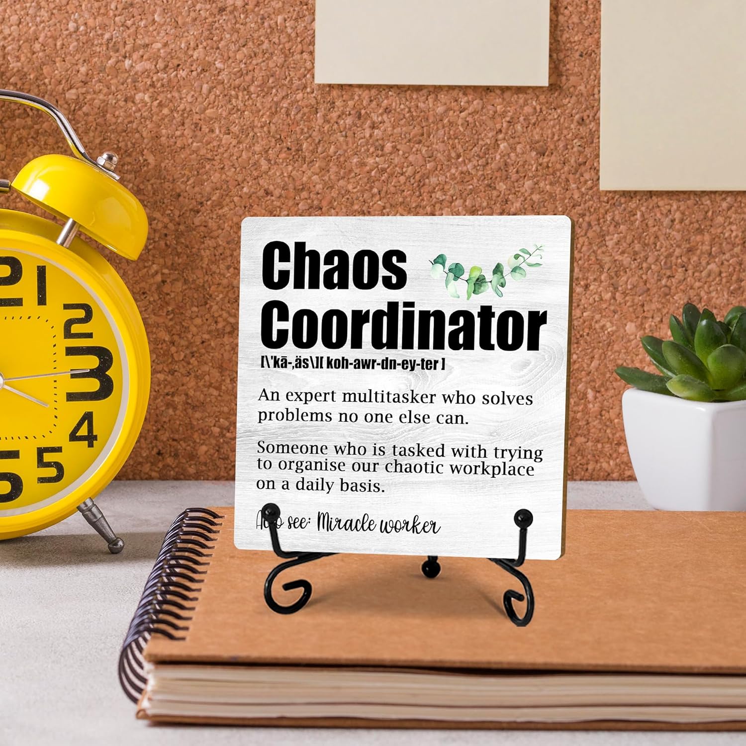 Inspirational Wooden Sign, Chaos Coordinator That Desk Decor Sign With Stand, Home Office Decor Funny Gifts Office Rustic Table Desk Decor Accessories & Supplies, 5X5 Inches-A12 - Image 4