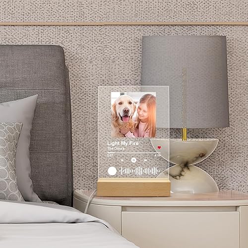 Miniatura 7 de Canción acrílica personalizada con foto, placa de música personalizada, cubierta de álbum de fotos personalizable, luz nocturna de código de Spotif