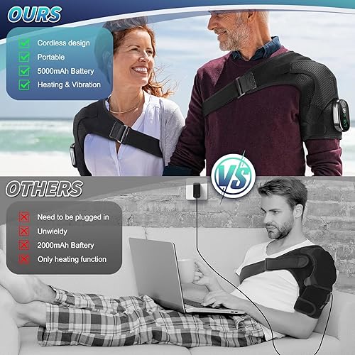 Miniatura 4 de Almohadilla térmica de hombro inalámbrica, envoltura de hombro calentada con vibración, masajeador de hombro calentado para aliviar el dolor, para