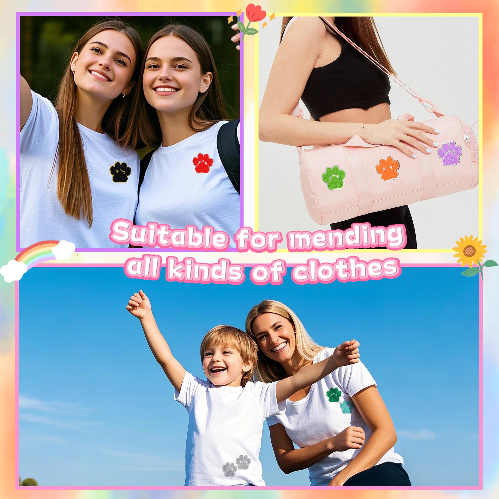 16 parches de felpilla con diseño de patas, apliques bordados de tela, parches para coser sombreros, bolsos, ropa, decoración de bricolaje