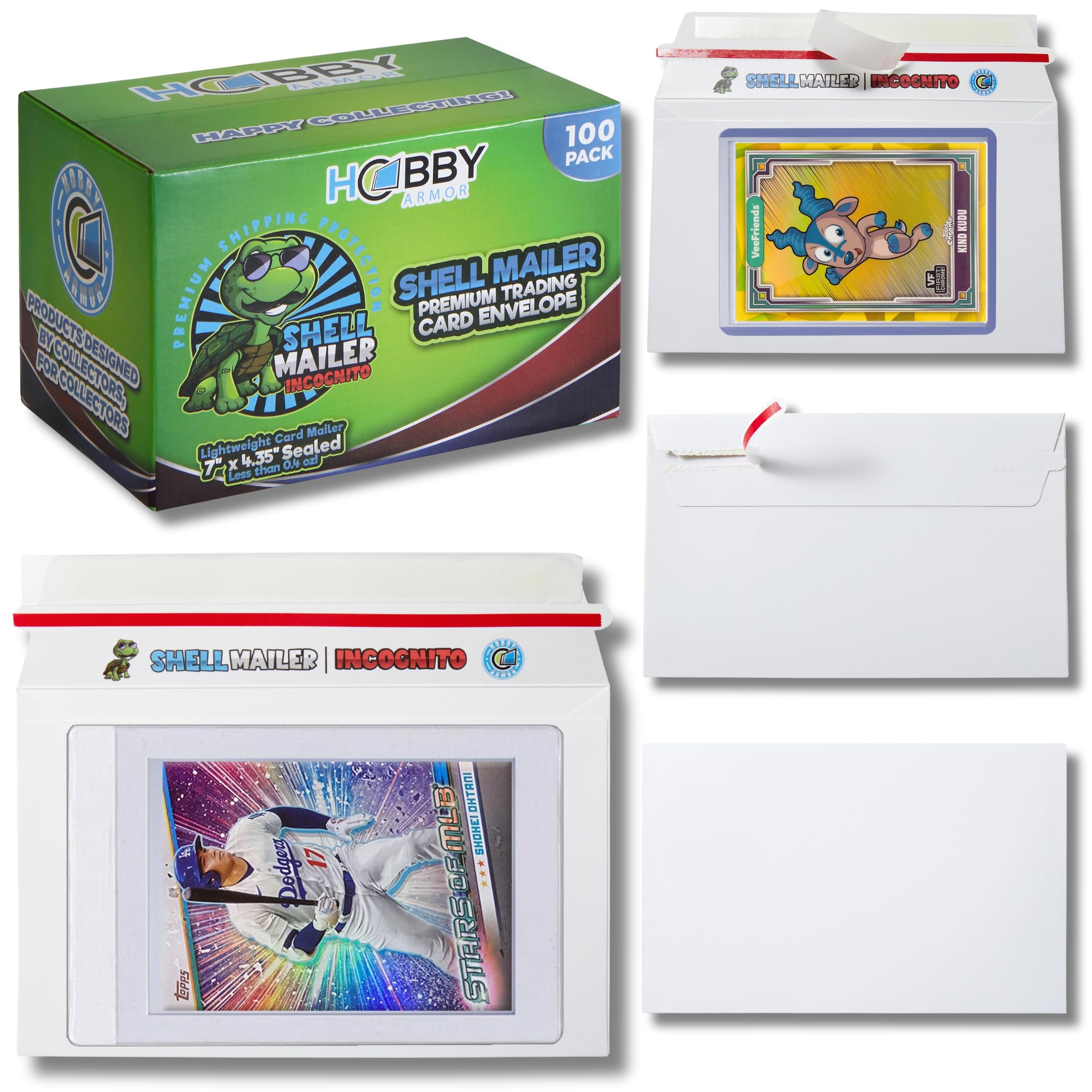 Amazon.com : 100 Pack Shell Mailer Incognito Trading Card Envelopes by  Hobby Armor, 7