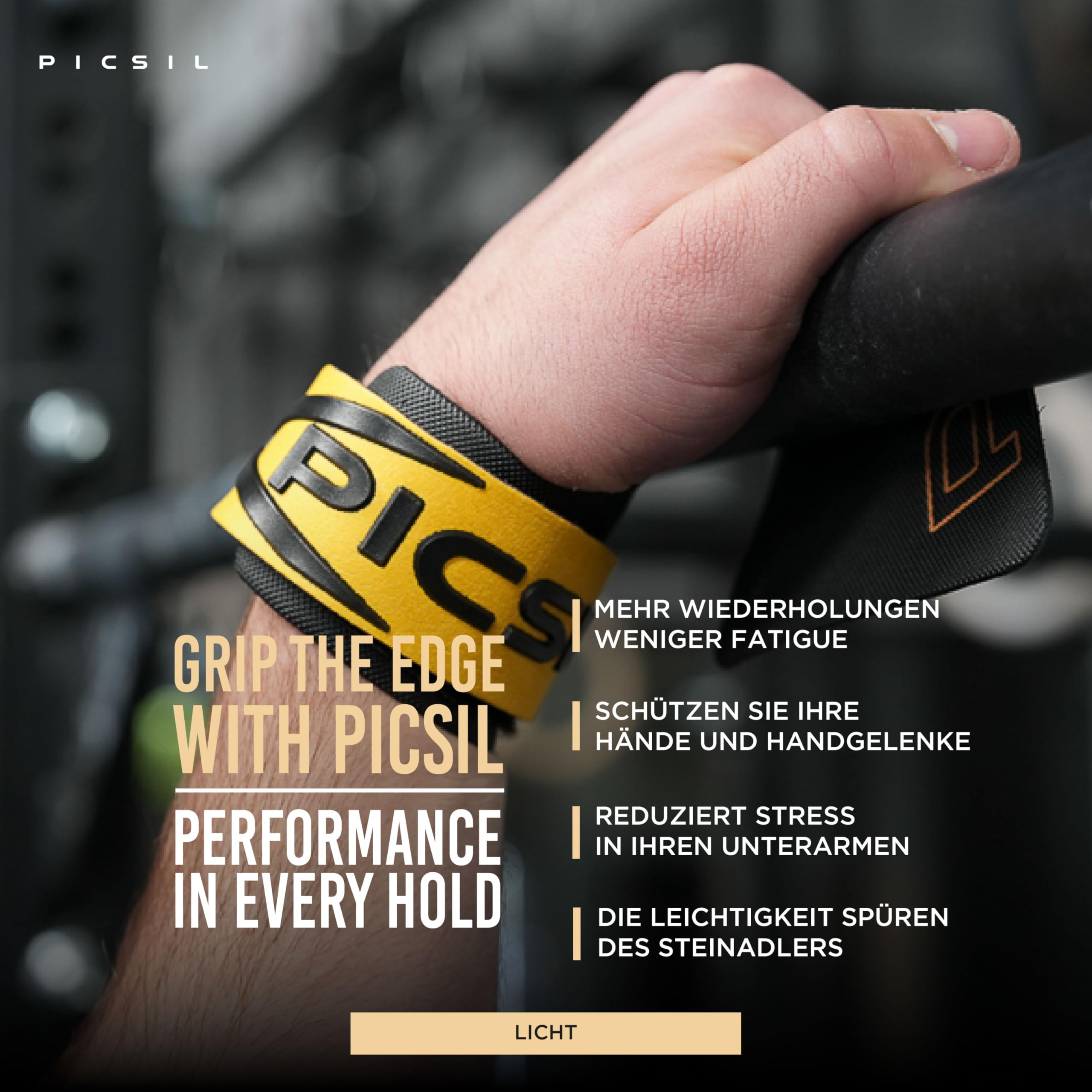 PICSIL Golden Eagle Hand Grips – Profi‑Level Griffpolster für Fortgeschrittene, Chalk‑kompatibel, Handschutz für Calisthenics & Krafttraining