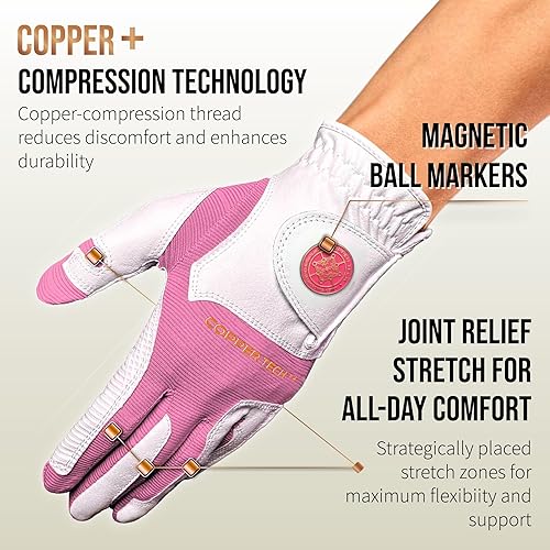 Miniatura 2 de Copper Tech Guantes de golf para mujer Plus que se usan en la mano izquierda para el golfista diestro