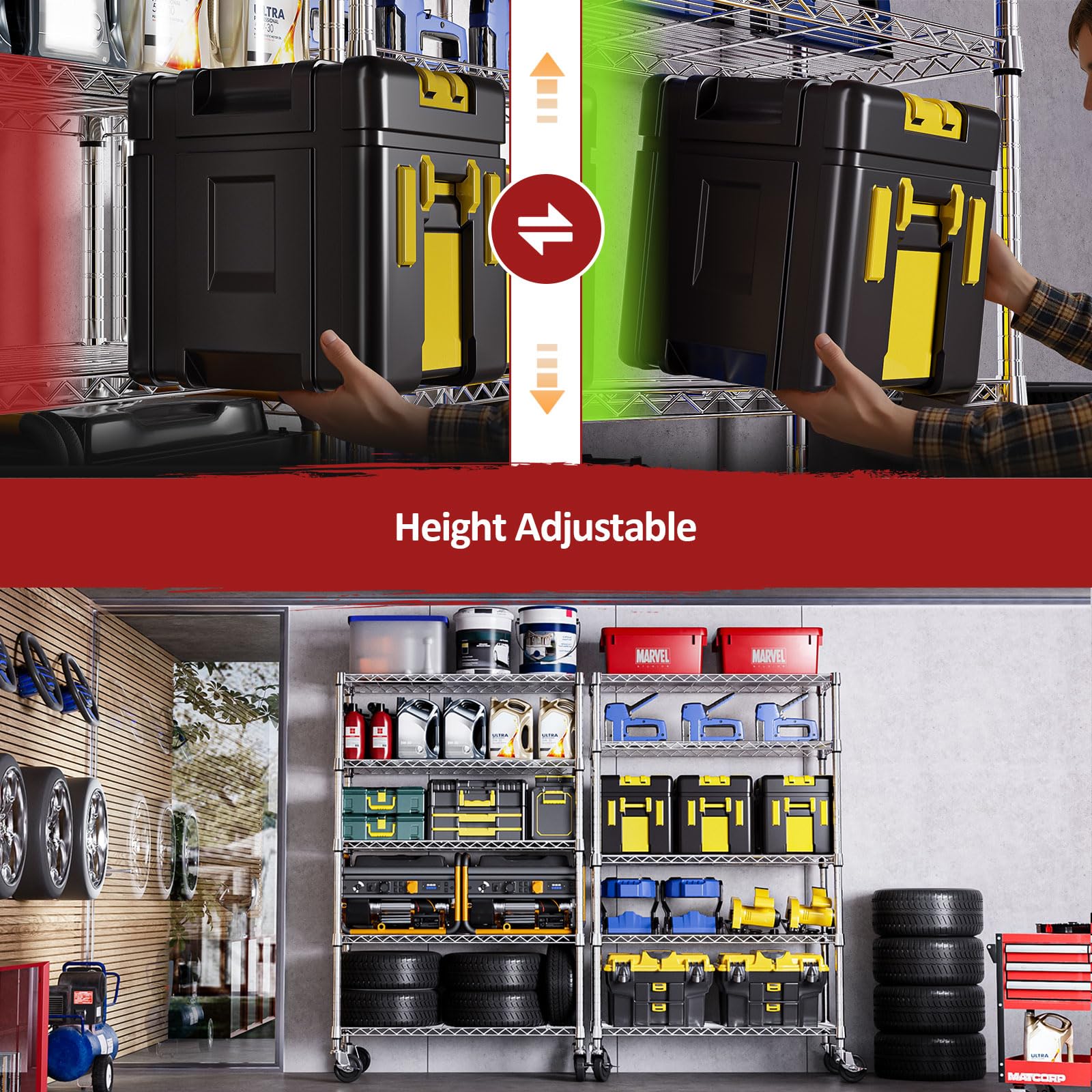 IZEUK スチールラック キャスター付き 5段 高さ伸縮メッシュ 収納 パイプ Amazon｜IZEUK スチールラック キャスター付き 5段 高さ伸縮