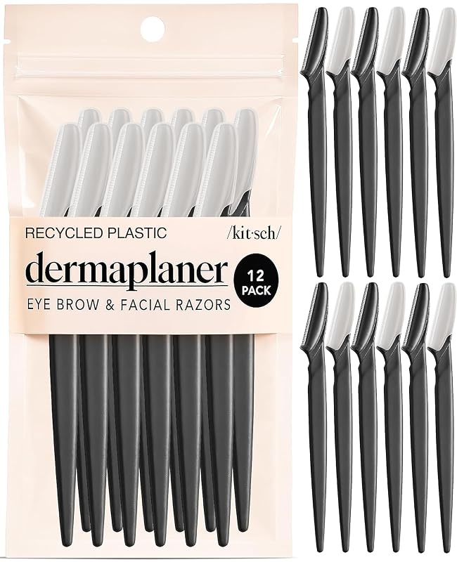 Aparelho de barbear facial descartável Kitsch preto, pacote com 12 unidades