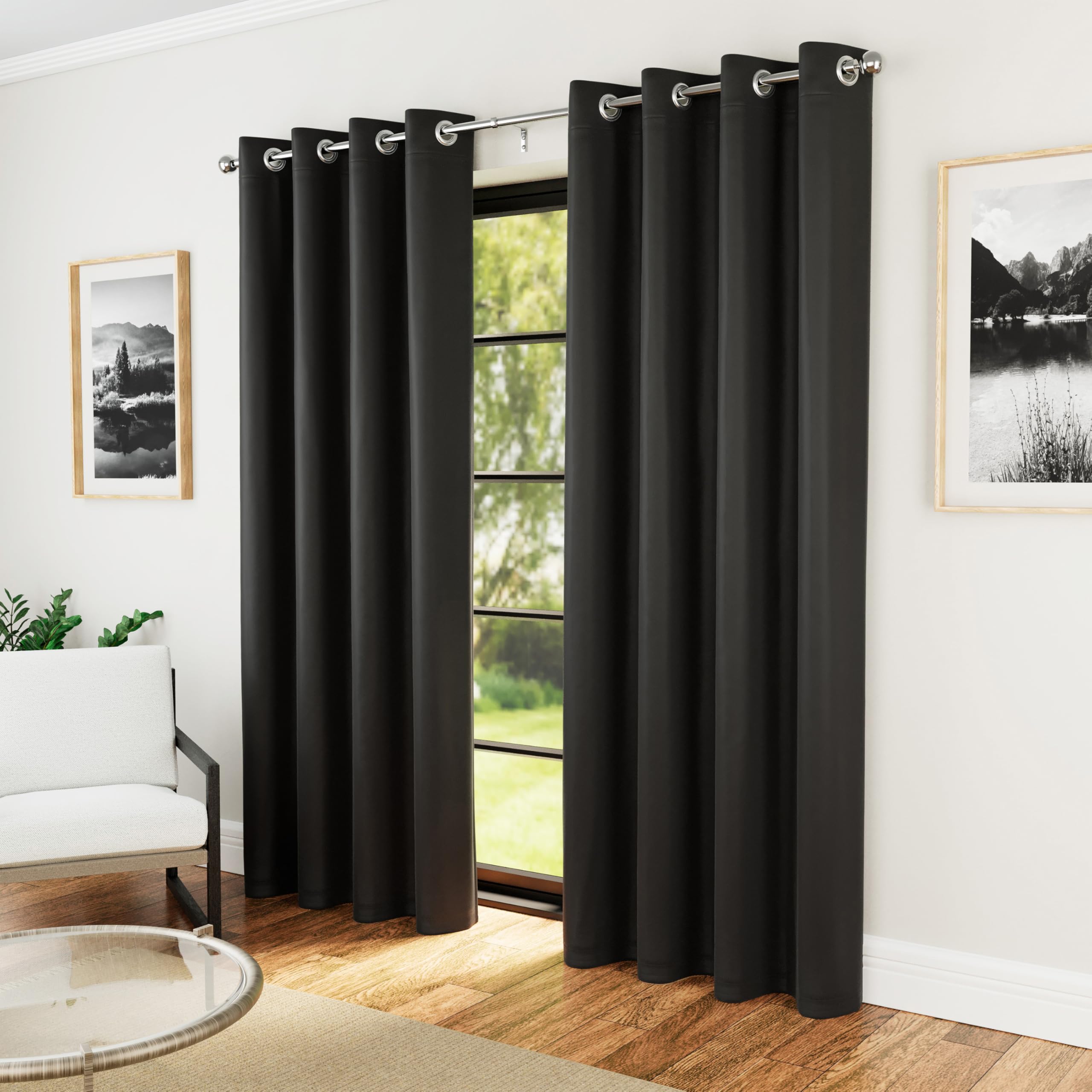 Enhanced Living Black Room Darkening Curtains - 66x72 inch