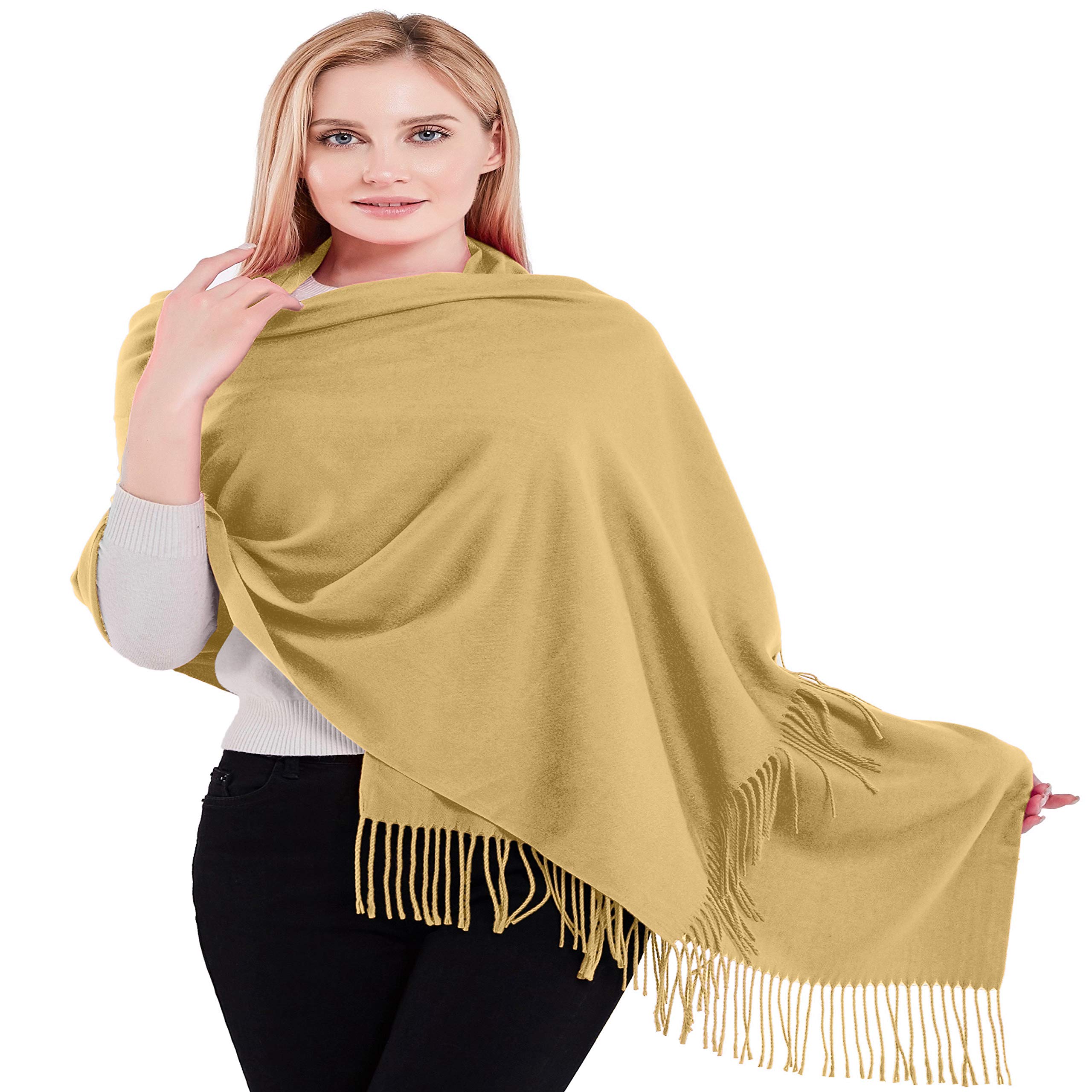 CJ Apparel Dark Cream 100% Cashmere 2 Ply Shawl Seconds Pashmina Scarf Wrap Stole Hand Made in Nepal New