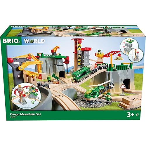 BRIO World – 36010 Cargo Mountain Set | 49 Piece Wooden Train Set Toy for Kids Age 3 Years and Up