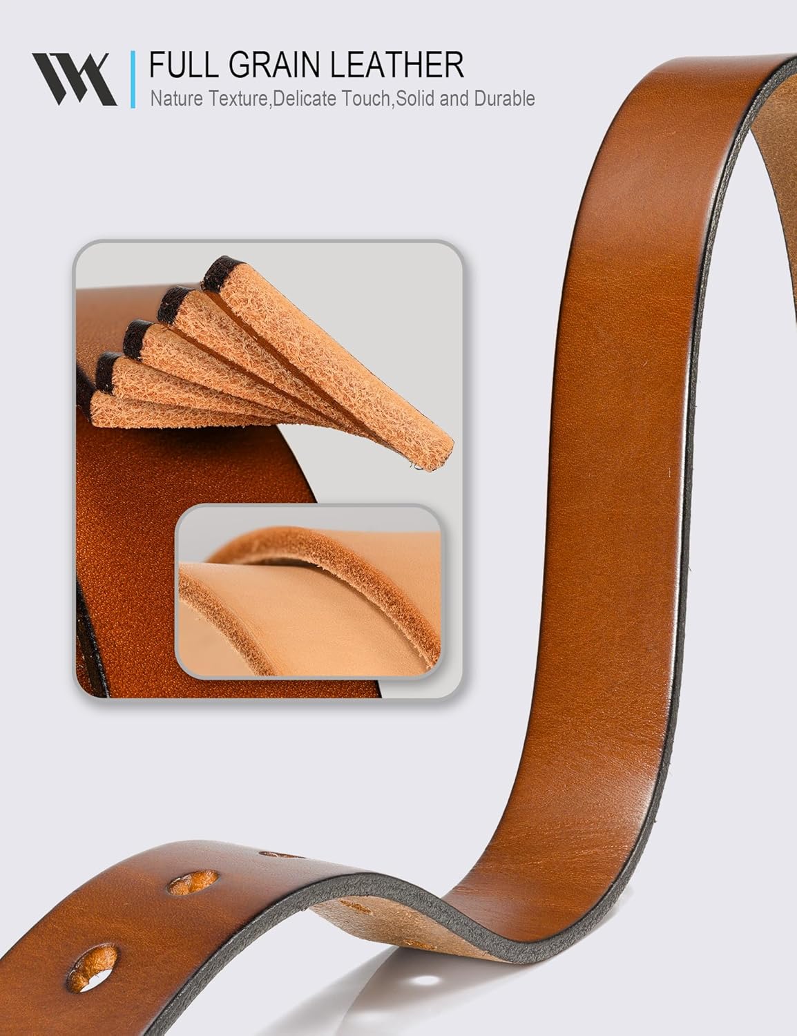 WOLFANT Full Grain Leather Belt for Women,1.1" Ladies Casual leather Jean Belt with Vintage Circle buckle in Gift Box - Image 2