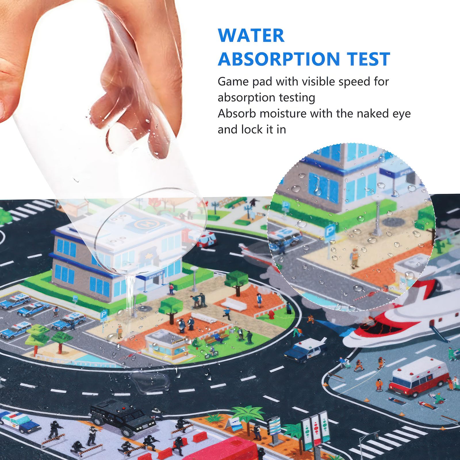 Kids Carpet Playmat Rug, Felt Cloth Fire-Themed Game Playmat Foldable Non Slip Kids Rug for Playroom, Kids Play Mat City Map for Kids Room Bedroom Nursery Room, 70×80CM