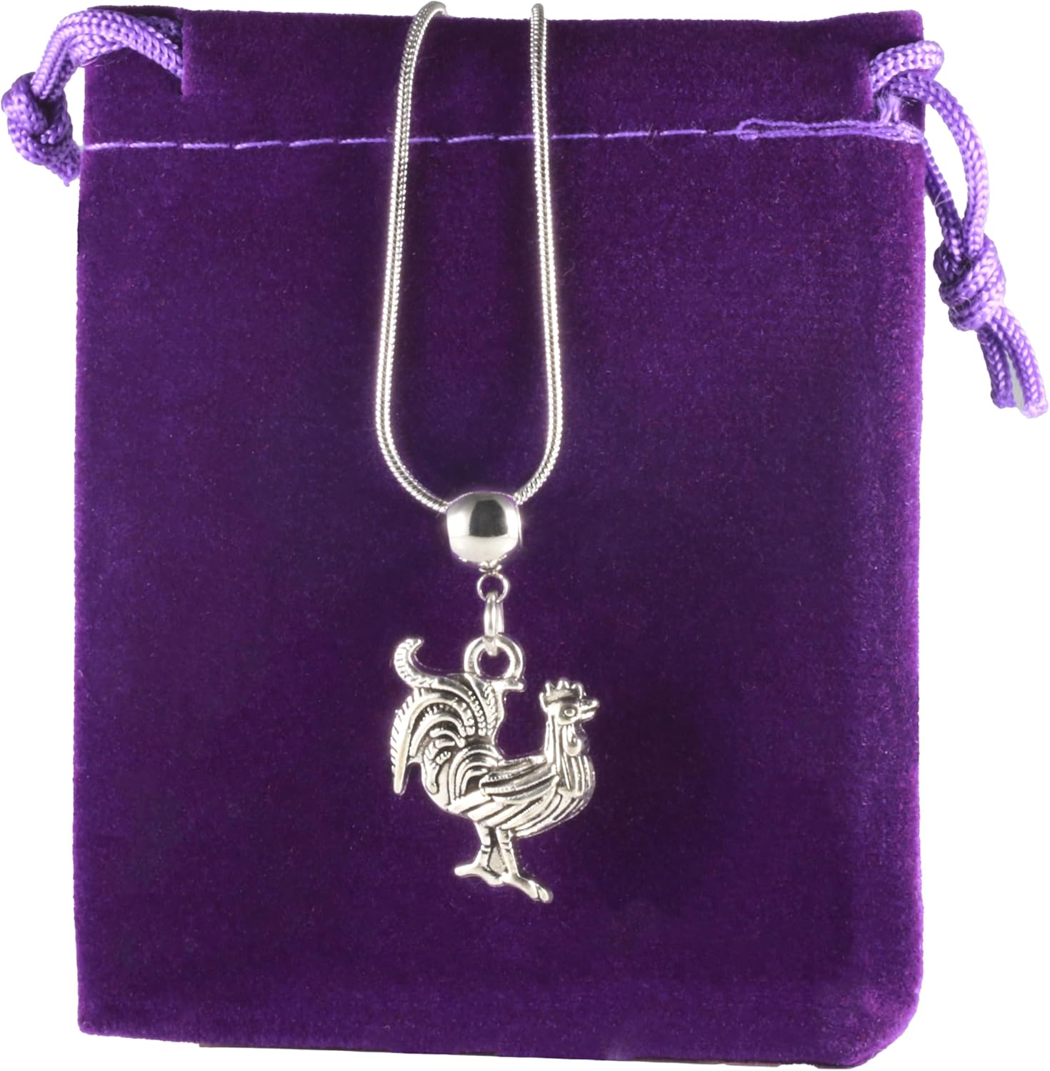 Dave The Bunny Rooster Necklace with Stainless Steel Snake Chain - Farm House Decorations for Home, Roosters Jewelry, Elegant Rooster Decor for Animal Lovers, Unique Gift Idea for All Occasions