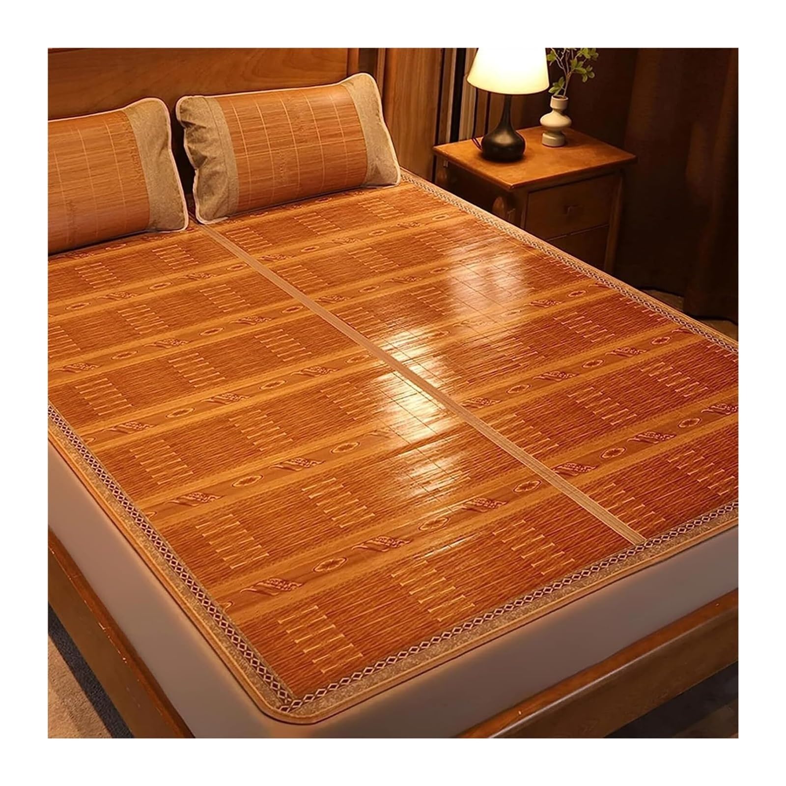 Summer Bamboo Mat Bed, Breathable Summer Cooling Bamboo Mattress Pad(120x190cm)