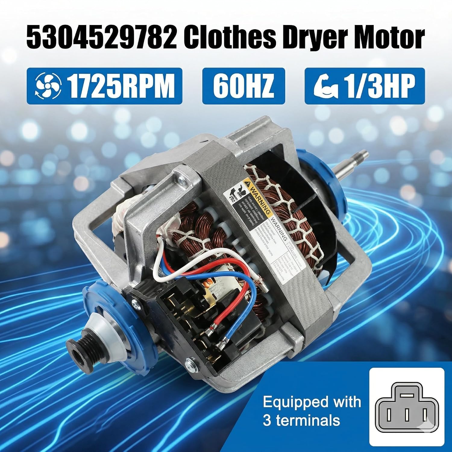 5304529782 Dryer Drive Motor for Drum Rotation Control; Component Compatible with Dryer Models from Electrolux, Frigidaire and Kenmore; Replaces 134693302 134693300 137115900 5304510568