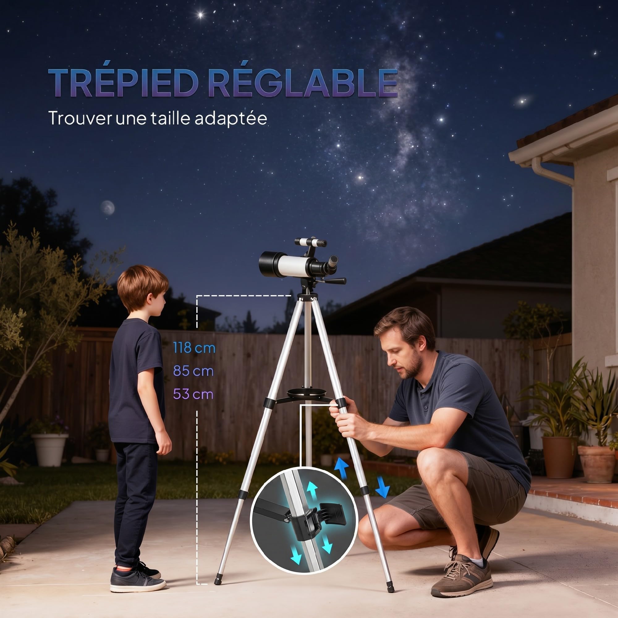 Outsunny Télescope Astronomique pour Adultes et Débutants 70 mm Blanc