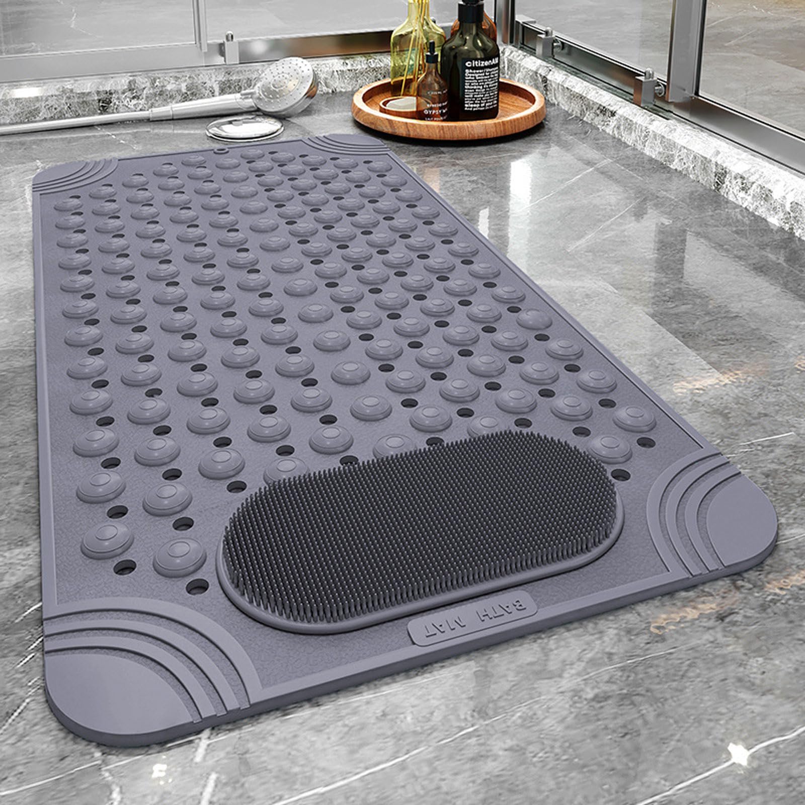 Tappetino da doccia, Tappetini for Doccia All'interno Della, con Ventose Antiscivolo(Grey,Width 36CM*Length 70CM)