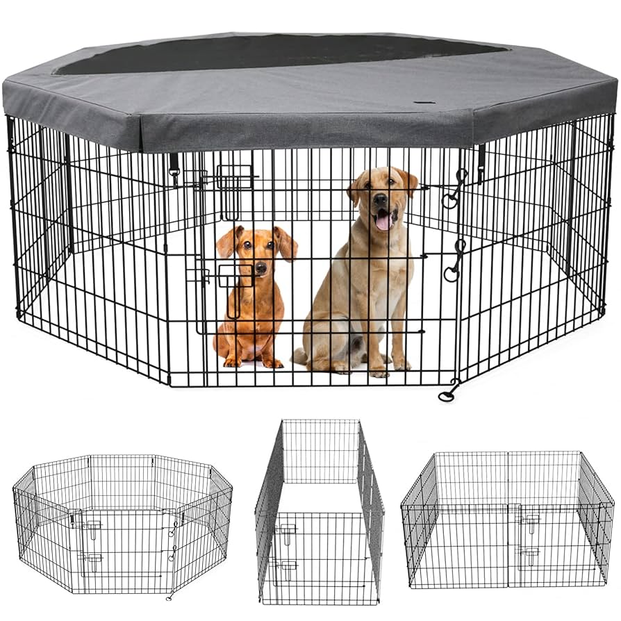 【Pet Table Maki】 No.1163 BENTISM Dog Playpen 8 Panels Foldable Metal Dog Exercise Pen