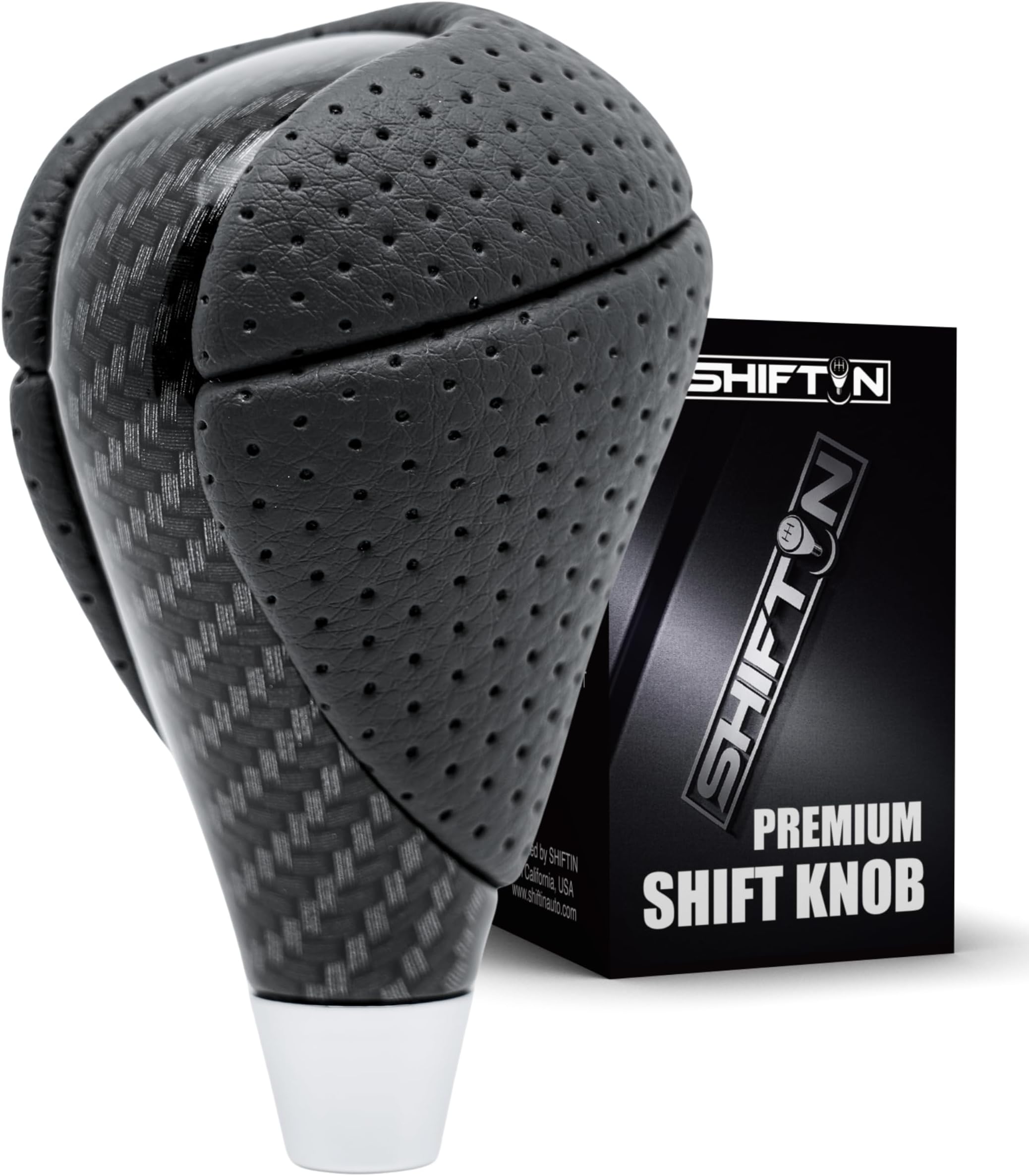 Carbon Fiber Pattern Gear Shift Knob for Lexus ES300h ES350 GS300 GS350 GS430 GS460 IS250 IS300 LS460 LS600h RX350 RX450h (Punched Black Leather/Carbon Fiber Pattern)