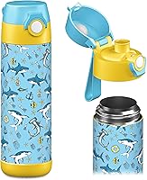Vista 14 de Jarlson® MALI - Botella de agua para niños [18 onzas], botella térmica de acero inoxidable sin pajilla, botella de agua aislada a prueba de fugas