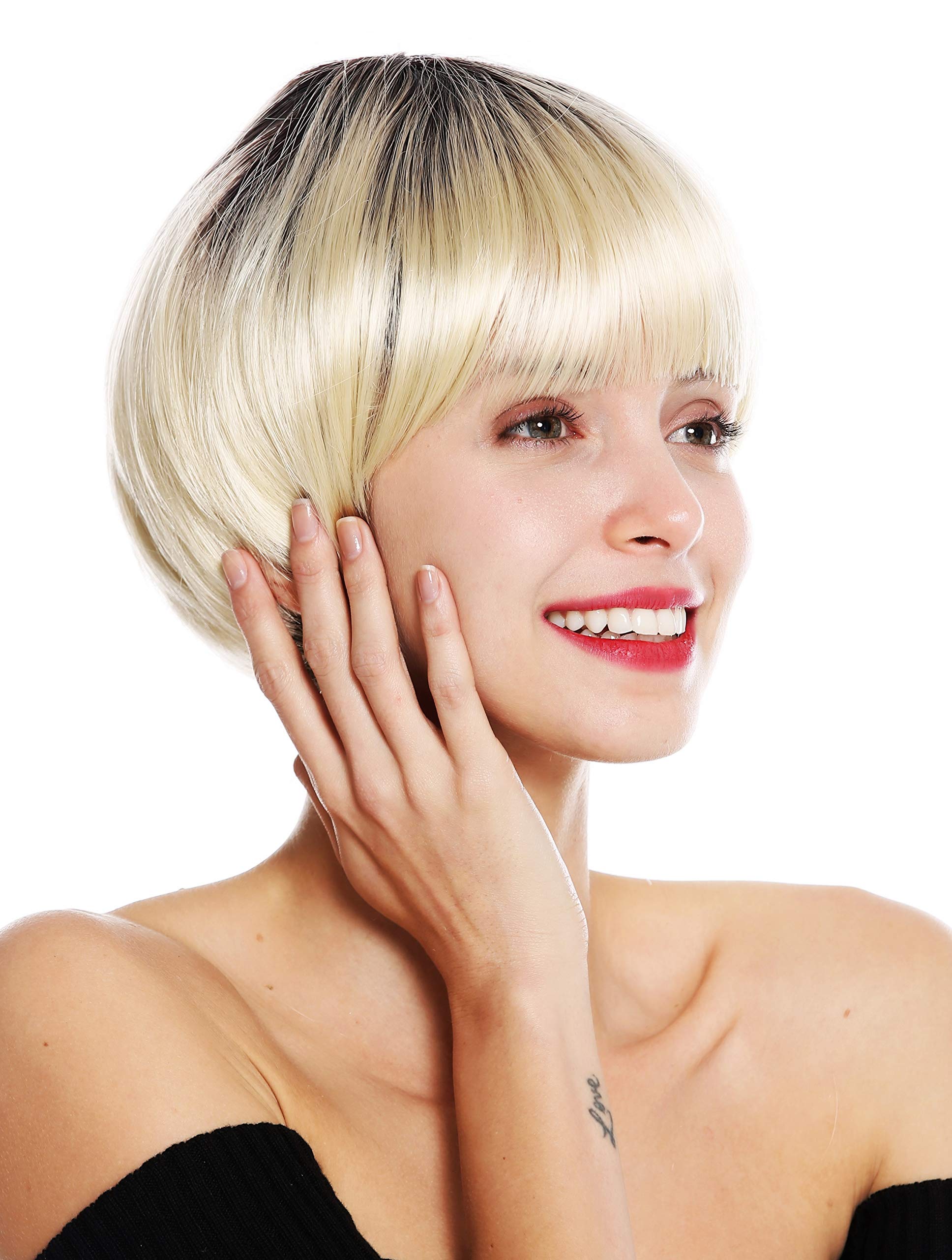 WIG ME UP, VK-6-613YS4 quality women's wig short Page bob ombre mix dark brown platinum blonde, Blonde-brown mix (613YS4) - Image 3