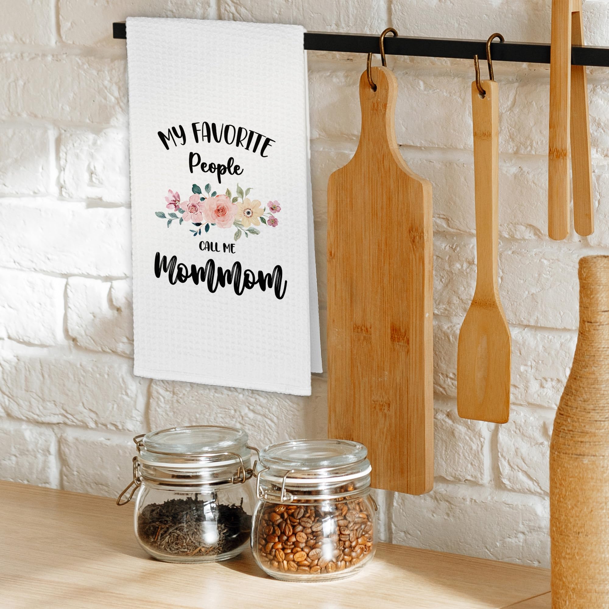 Mommom Grandma Kitchen Towels, My Favorite People Call Me Mommom Gifts for Grandma Birthday Christmas Mother's Day Mom,Floral Hand Towels Decor for Bathroom,Rustic Dish Tea Towel Home 16x24in