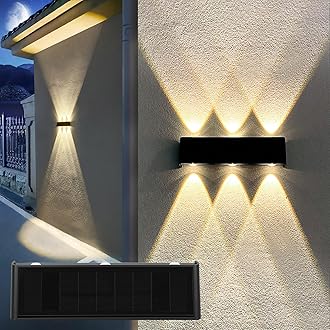 Mrzxy Solar Wall Lights Outdoor Waterproof Aluminum Up and Down Solar Light Dusk to Dawn 3000K Warm White Sconce for Sign, Yard, Outside, Fence