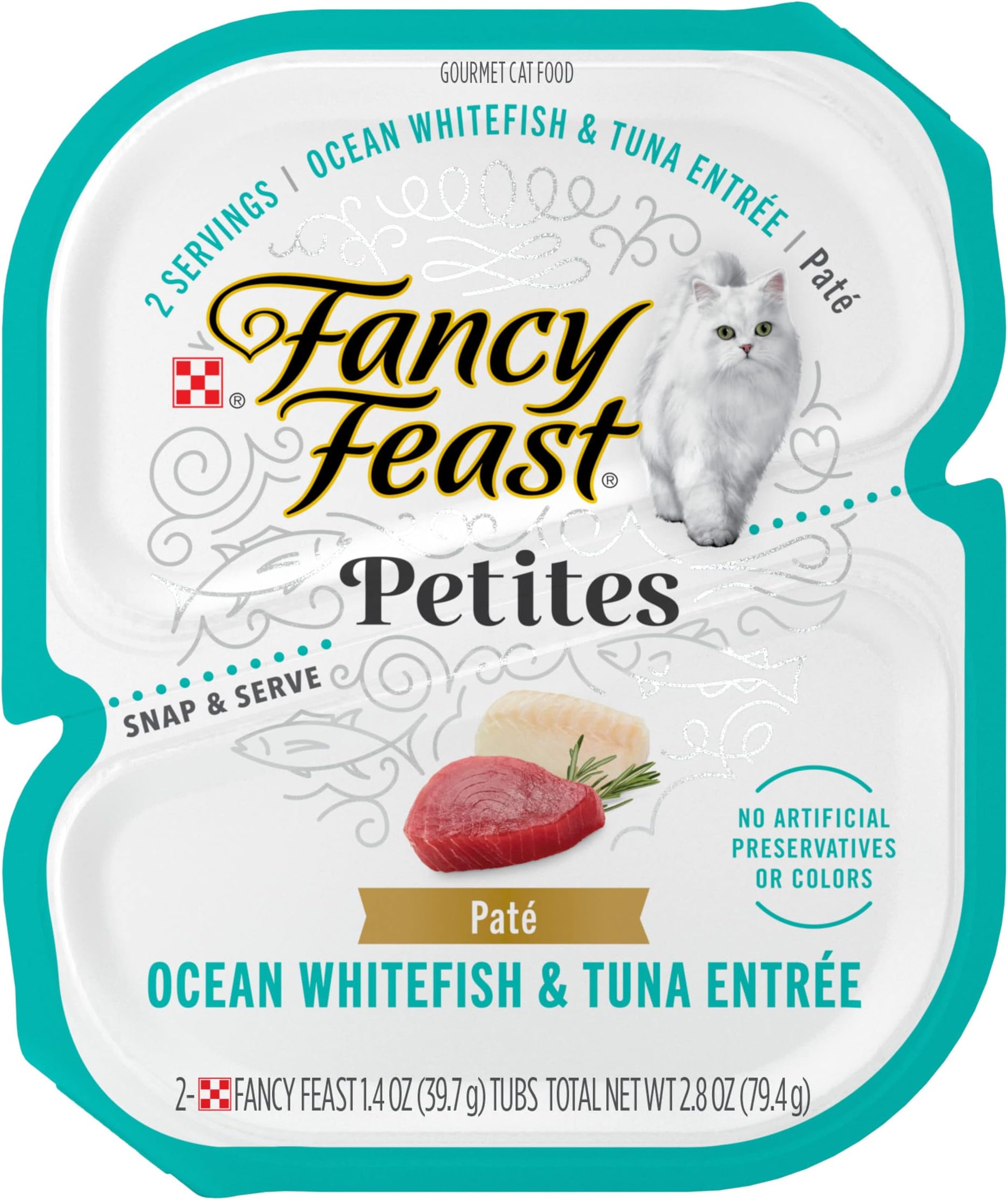 Purina Fancy Feast Gourmet Pate Wet Cat Food, Petites Ocean Whitefish & Tuna Entree - 2.8 Ounce (Pack of 12)