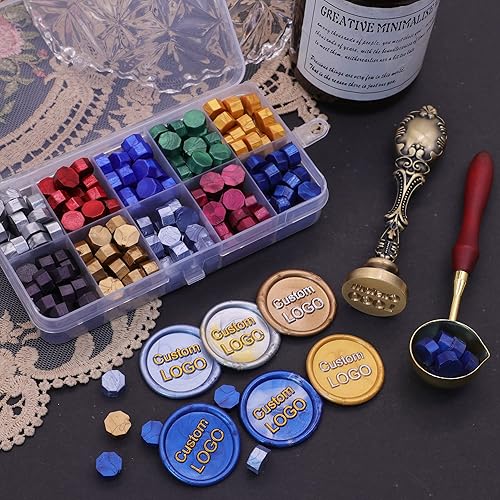 Miniatura 5 de SWANGSA Kit de sellos de cera personalizados, sello de sellado personalizado con 200 cuentas de cera de sellado para invitaciones de fiesta de boda,