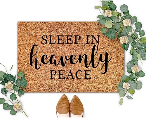 Miniatura 1 de SILYHEART Sleep in Heavenly Peace Coir Door Mat Door Mats Rustic Saying Quotes Durable Coir Non Slip Mat for Indoor Outdoor Porch Home Entryway