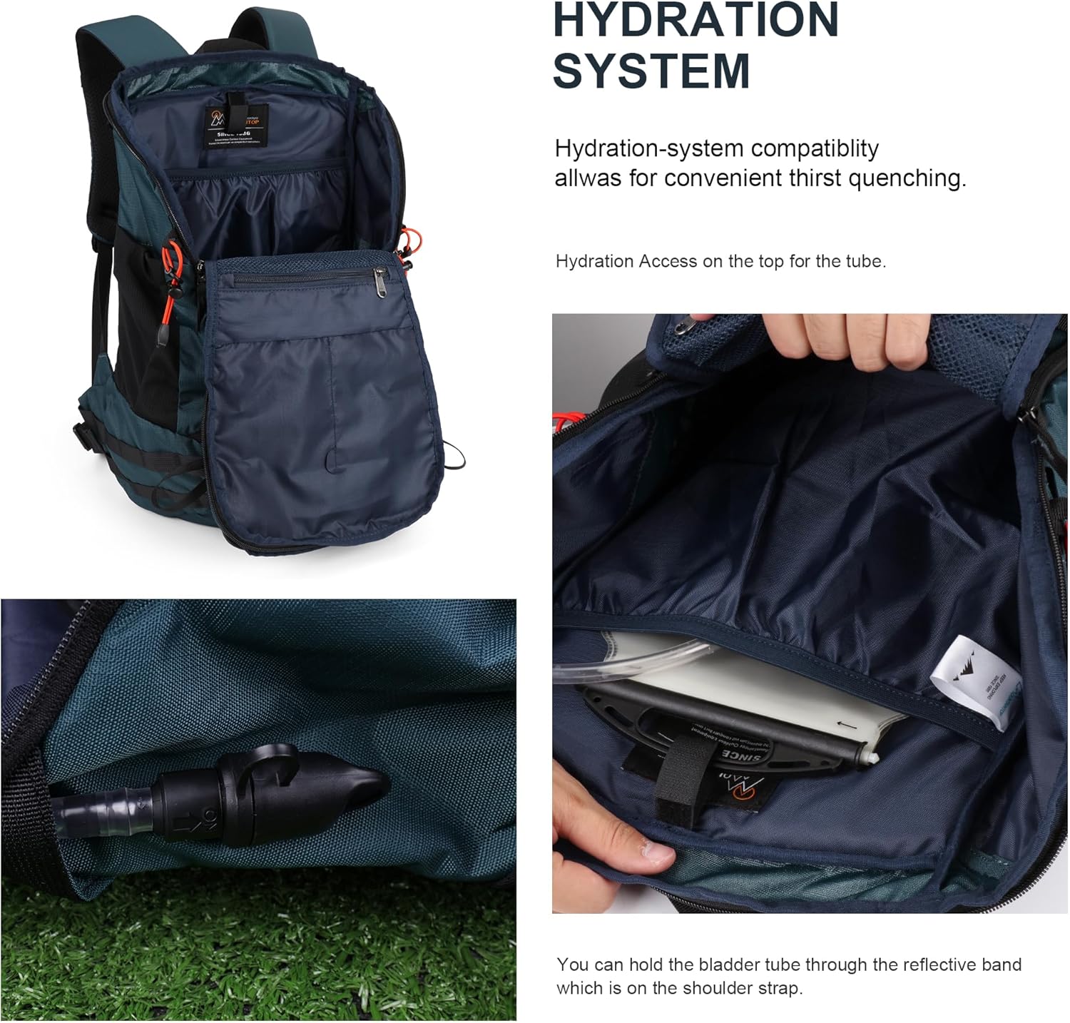 MOUNTAINTOP 35L Hiking Backpack, Lightweight Outdoor Travel Camping Daypack with Rain Cover for Men & Women（Blue） - Image 5