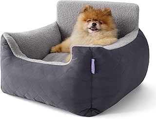 Lesure Dog Seat Car Small Dogs - Waterproof Dog Seat Car Rear Seat, Dog Car Seat for Small Dogs with Attachable Lead for Car Seat Dog, Dark Grey product image