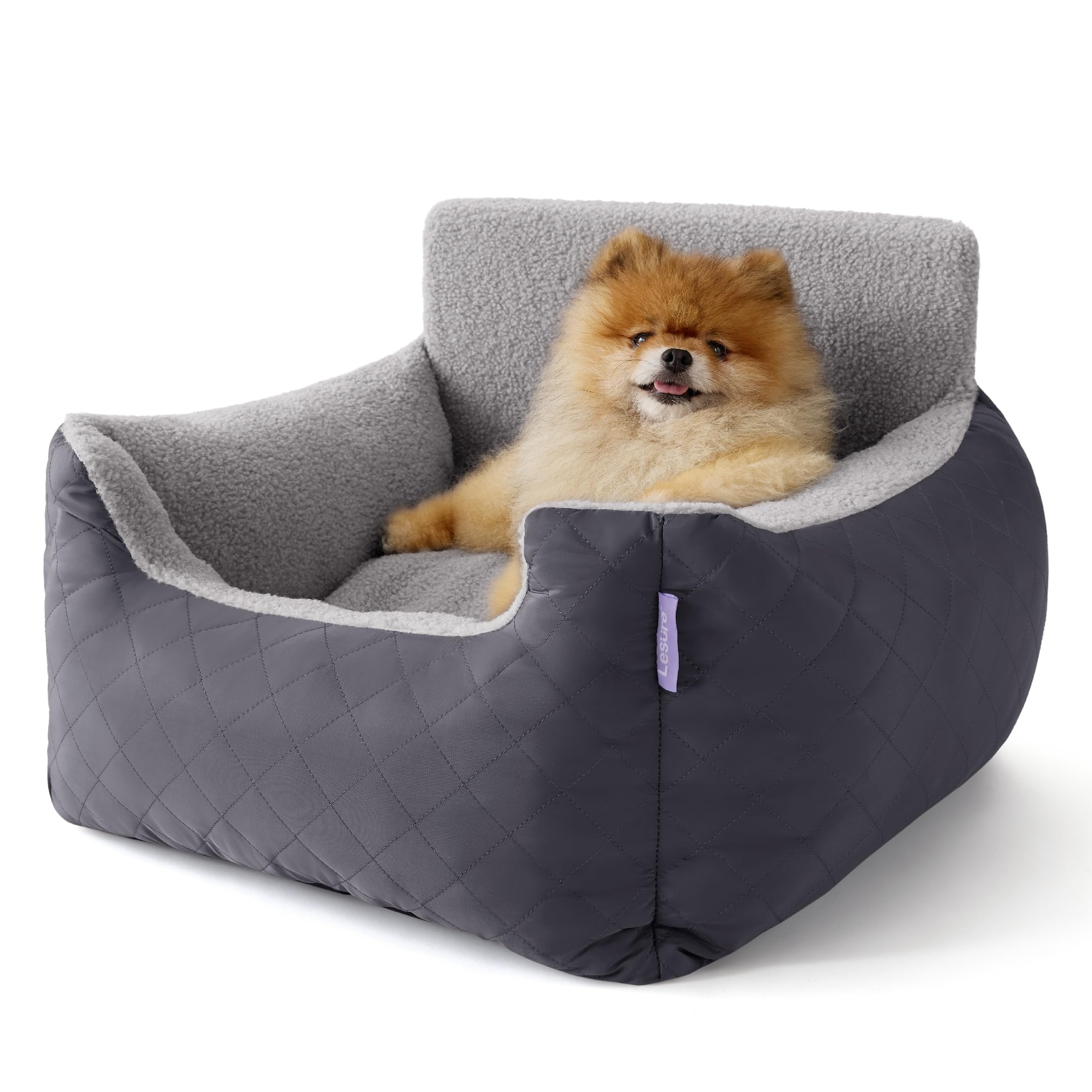 Lesure Hundesitz Auto Kleine Hunde - Wasserdichter Hundesitz Auto Rückbank, Hunde Autositz Für Kleine Hundemit, Ansteckbare Leine Für Autositz Hund,Dunkel grau