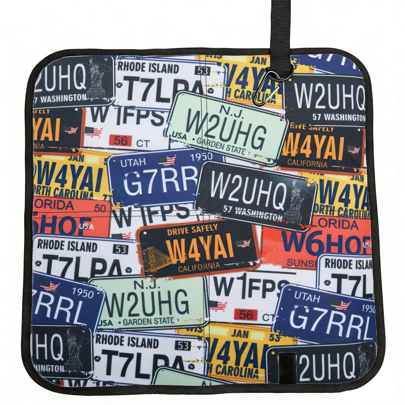 bghdfa License Plate Print Outdoor Sitting Mat Waterproof Oxford Cloth Seat Cushion Folding Foam Camping Seat For Picnic