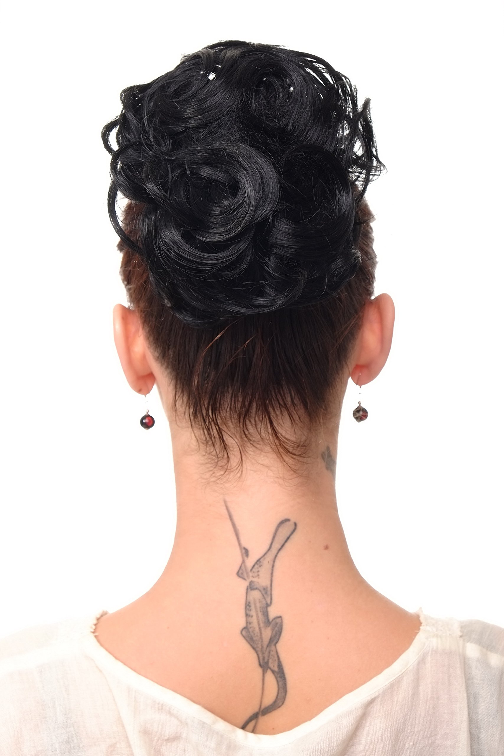 WIG ME UP - NHA-004A-1 Stunning Hairbun AUDREY Hairpiece bun hair knot elaborately elegant curled curls 60s Vintage style deep black - Image 2