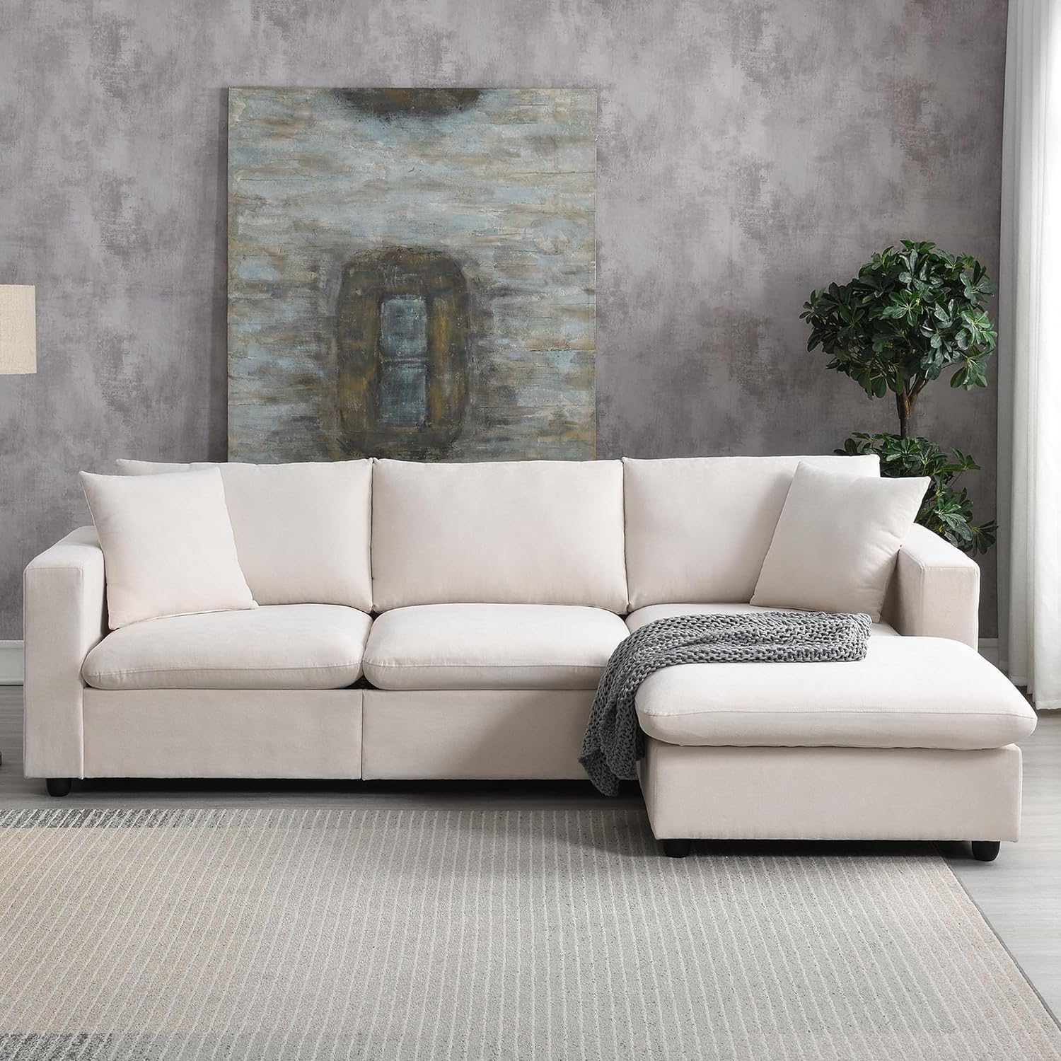 【うおやま】FK SOFA TRIM 3-SEATER Yaheetech-Contemporary-Fabric-