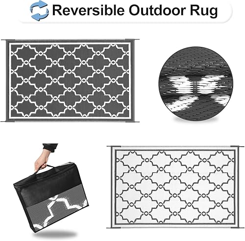 Miniatura 3 de OutdoorLines Alfombra reversible para exteriores, 9 x 12 pies, alfombra de plástico exterior, resistente a manchas y a rayos UV, portátil, alfombra