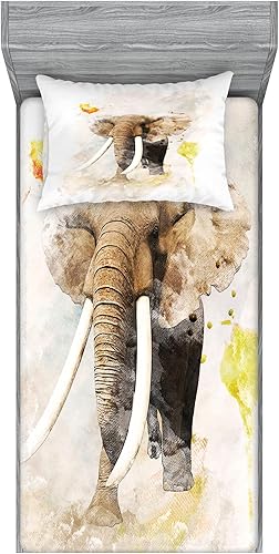 Miniatura 187 de Ambesonne Juego de sábanas bajeras y fundas de almohada, diseño retro de los videojuegos con botones de joystick vintage de los años 80 y 90, diseño