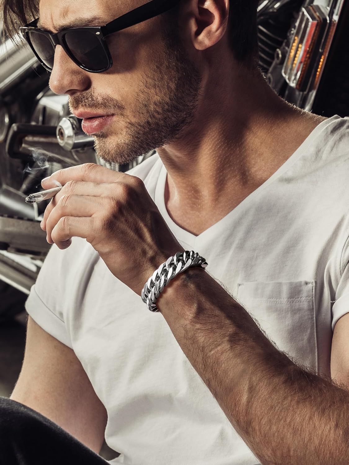 8/12/17mm Wide Cuban Link Bracelet for Men Father Gift 18K Gold/Black Plated Stainless Steel Bracelets 7.4-9 Inches(Gift Wrapped) - Image 2