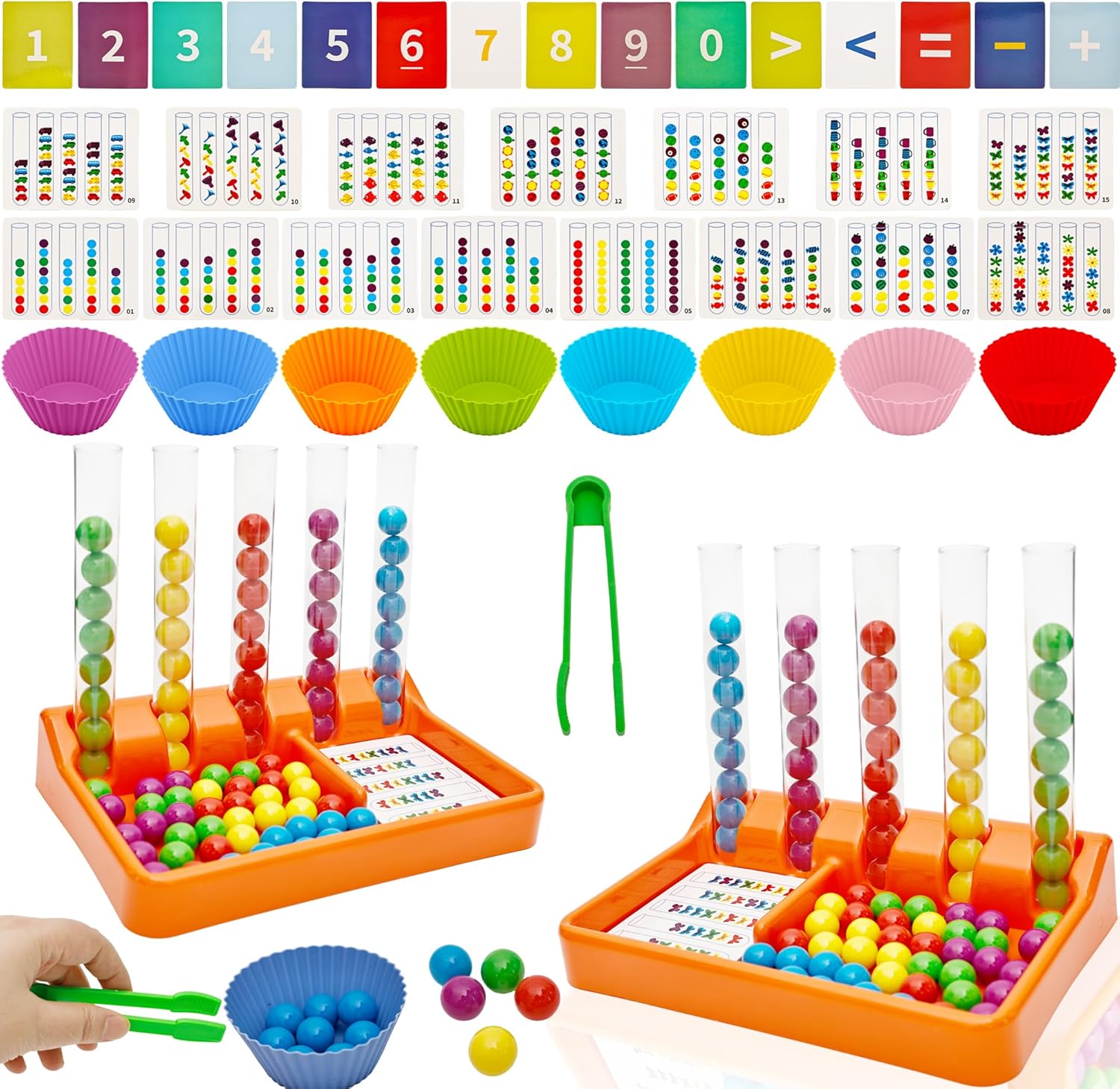 132 Pcs Counting and Color Sorting Toys Math Manipulatives Match Games Educational Learning Fine Motor Skills for Kids Preschool Kindergarten Learning Activities