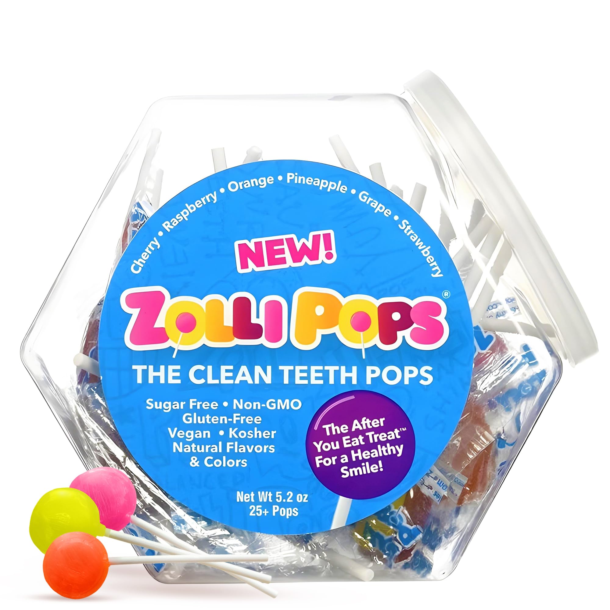Zollipops Clean Teeth Lollipops, Anti Cavity Lollipops, Delicious Assorted Flavors, Variety, 5.2 Ounce (Pack of 1)